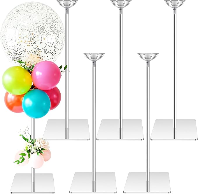 5 Pcs Clear Acrylic Balloon Stand, 15.7 Inch Tabletop Balloon Holder by Unknown