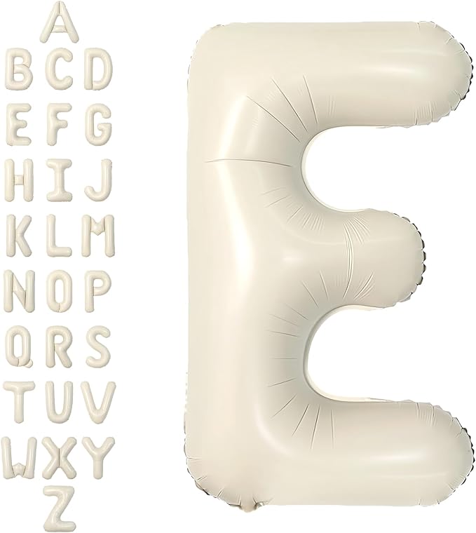 SUWEN 40 Inch Cream Large E Letter Balloons Big Foil Helium A-Z | Jumbo Mylar by SUWEN