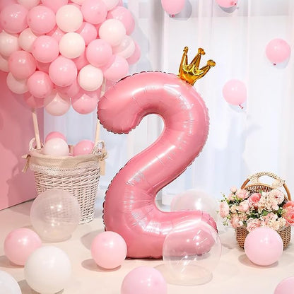 40 Inch Crown Pink Number 2 Balloon, Big Conjoined Light Pink Foil Mylar Helium - Image 3