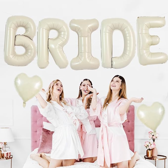 TONIFUL 40 Inch Large Cream White Bride Balloons, Giant Ivory Alphabet Big - Image 3