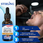 Stirling Organic Hemp Oil - 400,000mg Natural Berry Flavor - Enhances Sleep and Helps Reduce Discomfort - THC-Free, Non-GMO, Gluten-Free, High in Omega 3 6 9 - Premium U.S. Hemp Seed Oil