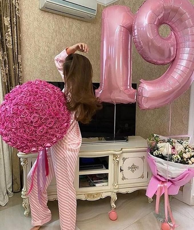 9 Balloon Number 40 Inch Pink Balloons - Image 2