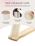 DOORES Invisi Edge Tape in Hair Extensions Human Hair, Dark Blonde Highlighted Bleach Blonde 10 Injection Tape-ins with 10 Classic Tape-ins 50g 18 Inch, Injected Tape in Extensions