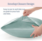 BEDELITE Satin Pillowcase for Hair and Skin, Super Soft Similar to Silk Pillow Cases 4 Pack with Envelope Closure, Cooling Pillowcases for Women Men (20"x26" Standard Size, Haze Blue)