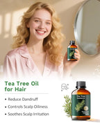 Pure Tea Tree Essential Oil, Mumianhua Natural Purifying Oil for Home & Outdoor Protection, Aromatherapy for Cleansing Air, Diffuser, Hair, Skin & Nail Care, 3.38 Fl Oz