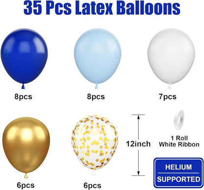 Blue Gold Balloons, 12 Inch Royal Blue and Gold Balloons - Image 2