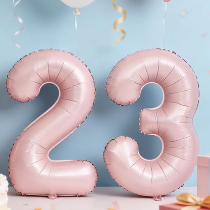 40 In Matte Pink Number Balloons Helium Foil Mylar Balloon Party Digital 7 | - Image 4