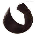 Lacer Tape in Extensions Real Human Hair Darkest Brown Invisible Skin Weft Straight Human Hair Tape in Extensions 14 Inch 100 Gram Per Package 40 Pcs