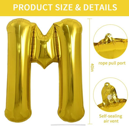 TONIFUL 40 Inch Large Gold Letter M Foil Balloons Alphabet Balloons | Giant - Image 2