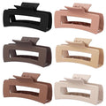 4 Inch Big Hair Claw Clips 6 Pcs Large Claw for Thick Hair Square Hair Clips for Women Rectangle Hair Clips Nonslip Acrylic Banana Jaw Clips Hair Accessories for Girls (Coffee Brown)