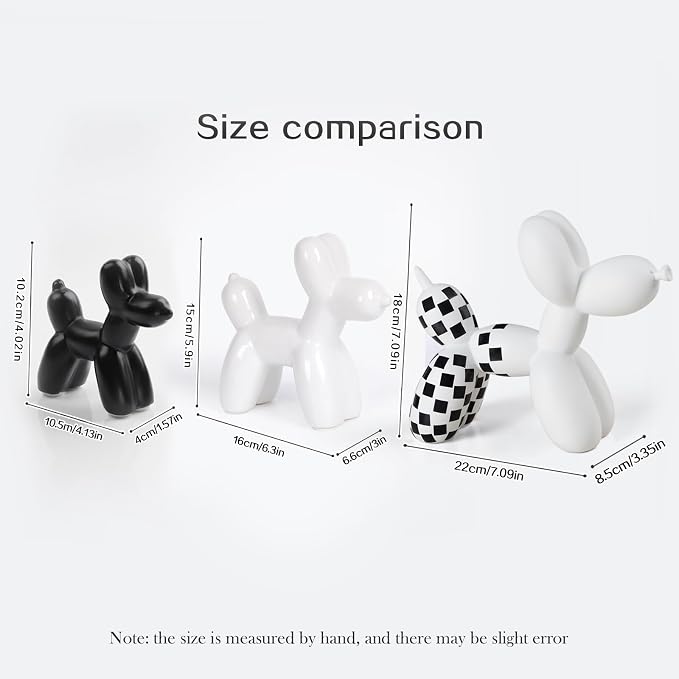 Notakia Large White Cute Ceramics Balloon Dog Statue Crafts Living Room Desktop - Image 9