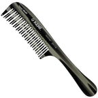 Kent 21T Black Graphite Large Wide Tooth Detangling Comb, for Thick Curly Wavy Hair. Handled Comb For Wet and Dry Hair. Handmade of Quality Cellulose, Saw-Cut Hand Polished, Made in England