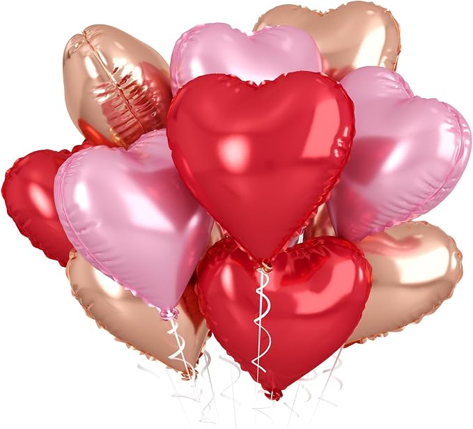 Rose Gold & Pink Heart Balloons by BIAPIAN