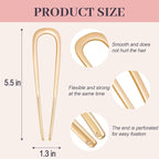 2PCS 5.5Inch French Hair Pins Large U-Shaped Pins for Women and Girls Fashion Metal Hair Pin French Twist Hair Pins for Buns, Updos,Stylish and Functional(set3-gold)