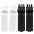 ELANE 4PCS Hair Oil Applicator Bottles with Root Comb for Scalp and Hair Oiling, 6oz (2 Black + 2 White)