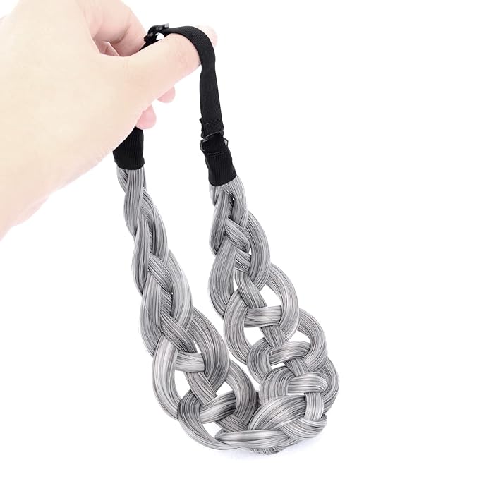 DIGUAN Hollow out Synthetic Hair Braided Headband Hairpiece Women Girl Beauty accessory for Women (Salt Pepper)