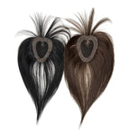 Anemone No Clips Human Hair Topper Piece Fringe Bangs for Women Wrap-Around Magic Paste with Invisible Lace for Natural Hair Loss Coverage (1B Lace French Bangs)