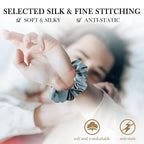 Mulberry Silk Hair Scrunchies, 3 Count, 100% Silk, No Damage for Frizz Prevention, Sleep and Night Scrunchie, Hair Accessories for Women (Black, Haze Blue, Rubber Red)