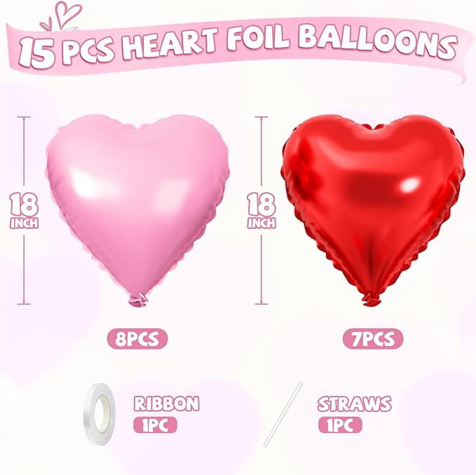 Pink Red Heart Balloons - Image 2
