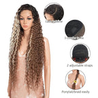 Style Icon 36”Super Long Curly Wig C-Shaped Side Part Lace Wig Afro Baby Hair Synthetic Highlight Blonde Wigs