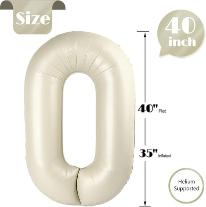 Cream Number 0 Balloon 40 Inch - Image 5