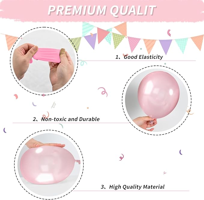 Dusty Pink Balloons, Blush Pink Balloons Cream White Balloon, Pearl Light Rose - Image 7