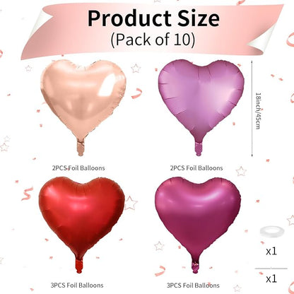 Rose Gold and Pink Heart Balloons, 18 Inch Hot Pink Heart Shape Balloons Foil - Image 2