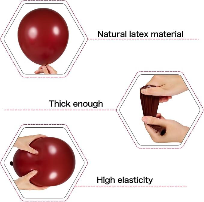 Burgundy Gold Balloons Arch Garland Kit-123Pcs Metallic Confetti Balloons - Image 3