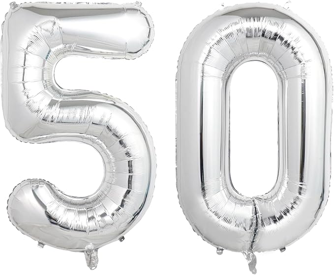 Number Balloons Silver Party Balloon by United-UnicornsParty