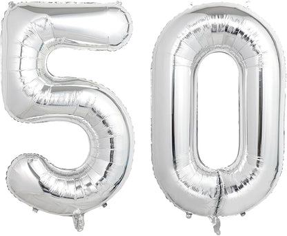 Number Balloons Silver Party Balloon by United-UnicornsParty