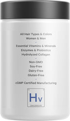 Codeage Hair Vitamins 10000 mcg Biotin, Keratin, Collagen, Vitamin A, B12, C, D3, E, Zinc, Turmeric, Probiotics, Enzymes, Inositol - Hair Care Support - Healthy Hair Supplement Pills - 2 Pack