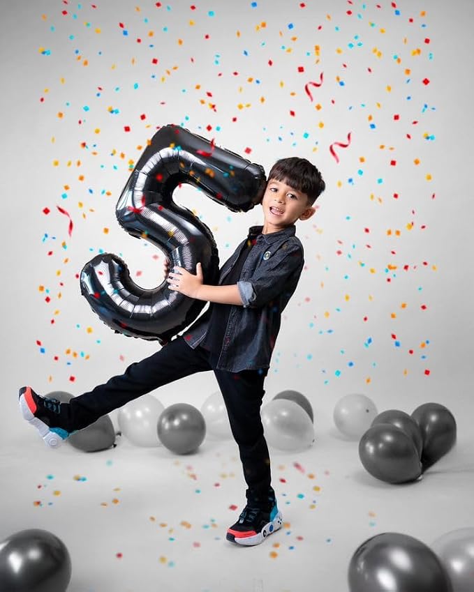 Numbers 16 Balloon 40Inch Black Balloons - Image 2