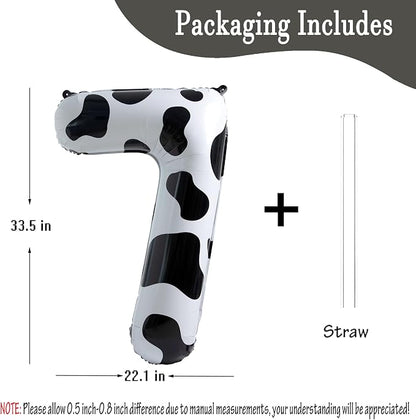 Cow Print Number 7 Balloon, Large 40 Inch Cow Number Birthday Balloons | Helium - Image 4