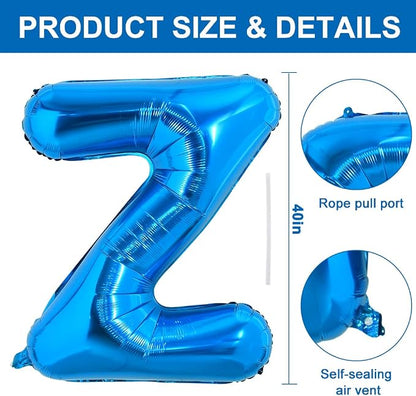 TONIFUL 40 Inch Large Blue Letter Z Foil Balloons Alphabet Balloons | Giant - Image 2