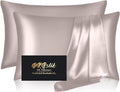 Silk Pillowcase 2 Pack, Natural Mulberry Silk Pillow Cases, Anti Acne Silk Pillowcase for Hair and Skin, King Size Silk Satin Pillowcase Set of 2 with Zipper, Gifts for Sleeping Women, Taupe