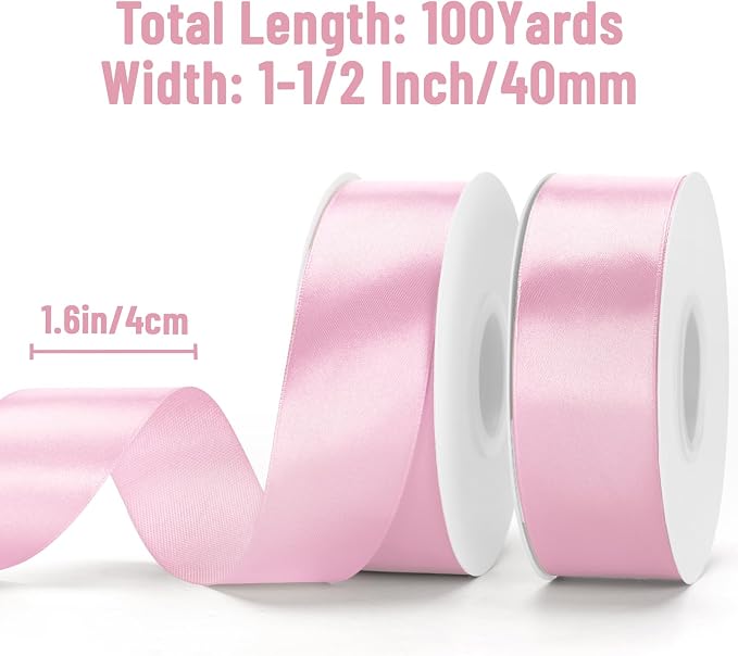 KINGLAKE Pink Satin Ribbon - Image 2