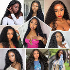 Human Hair Bundles Natural Black Deep Wave Bundles 18 20 22 Inch Niegmeag Peruvian Virgin Remy Hair Extensions Double Weft Soft and Silky Color 1B Deep Wave Bundle Hair Weave