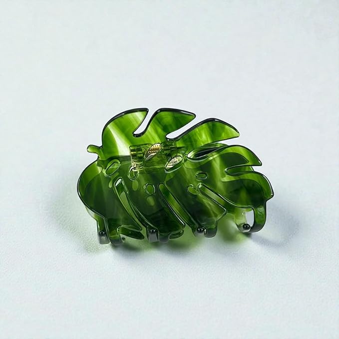 Green Monstera Leaf Hair Clip – Large Boho Acetate Hair Claw, Stylish Plant Leaf Hair Clamp, Trendy Hair Accessories, Gift for Plant Lovers & Her