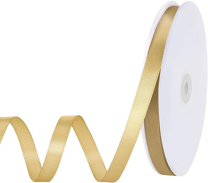 woric Gold Ribbon 3/8 Inch 120 Yards Thin Craft Gold Satin Ribbon | Graduation by woric