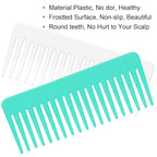 Wide Tooth and Large Detangling Comb Set for Long, Curly, Wet Hair - No Handle Styling, Shampoo, and Detangling Combs (2 Pieces - White, Cyan)