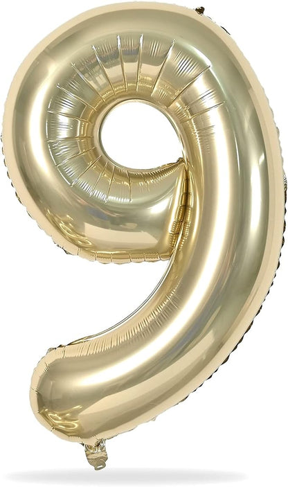 40 Inch Champagne Gold Foil Balloon Number 9, Large Self Inflating Light Gold - Image 8