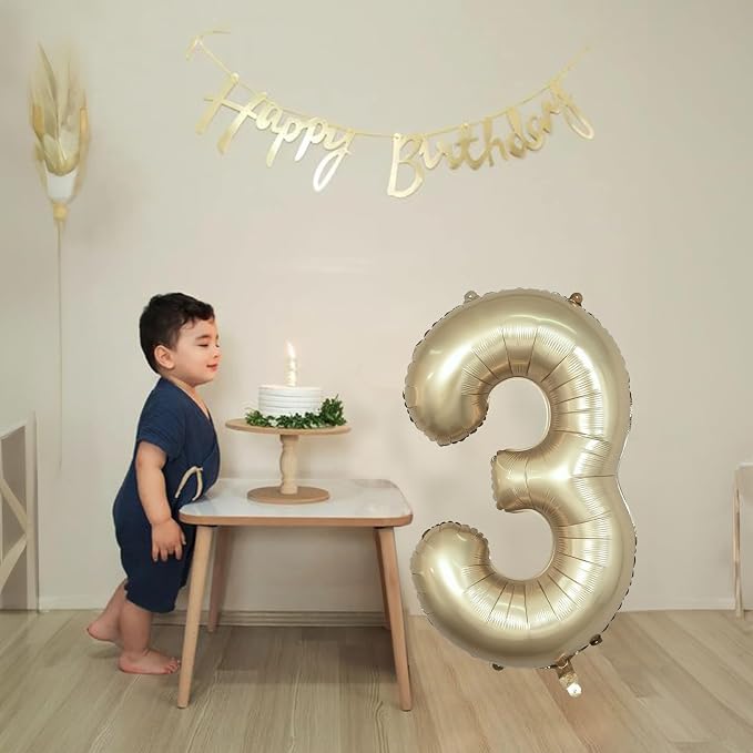 Large Light Gold 3 Balloons, 40 Inch Metallic Champagne Gold Helium Mylar Foil - Image 3