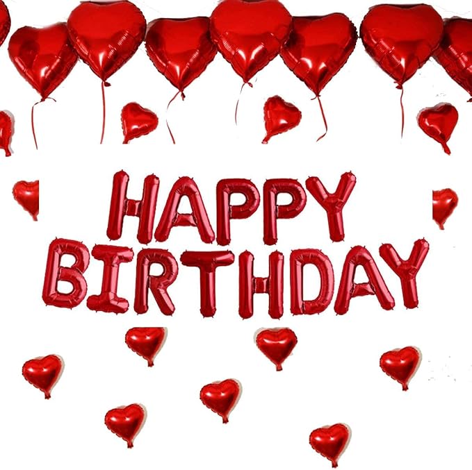 TONIFUL Red Happy Birthday Balloons Banner Decorations - Image 9