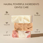 Natural Amor All Natural Handmade Soap Bar, Nourishing 3 pack- Rose Bergamot, Lavender, Unscented Oatmeal Bar Soap, 4.3 OZ each
