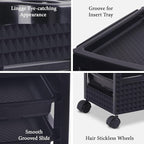 Paddie Black Salon Trolley Cart with Wheels/5 Drawers/Dryer Holder/Tint Bowl Slot for Hair Stylist, Beauty Equipment
