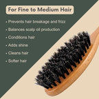 Boar Bristle Hair Brush Set For Women-100% Natural Boar Bristle Brush+Small Travel HairBrush+Bamboo Wide Tooth Comb For Fine And Thin Hair Smoothing Massaging Detangling. Restore Shine And Texture.