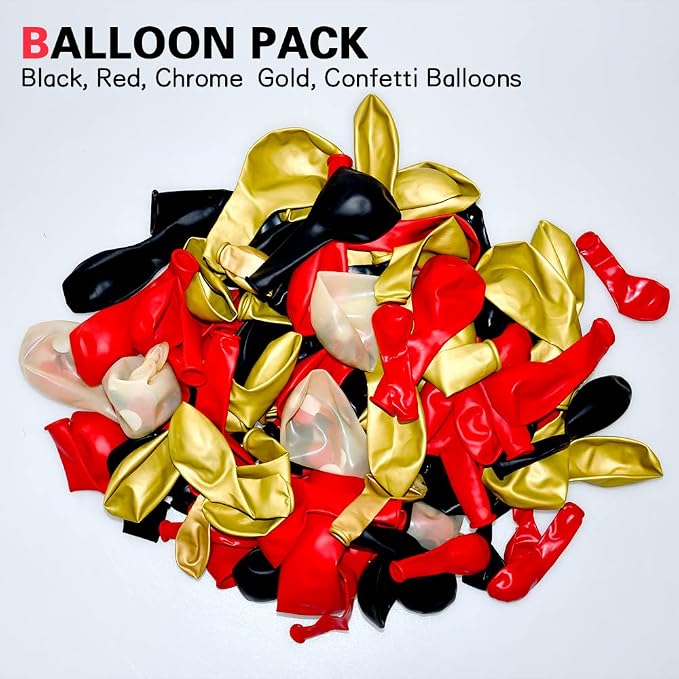 Lukiituke Red Black and Gold Balloon Arch Kit, Movie Night, New Year, Casino - Image 4