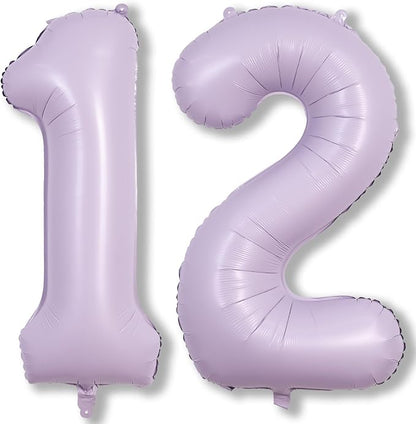 Pastel Purple Birthday Balloon Numbers 12, 40 Inch Giant Light Purple Foil by Lingqiang