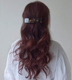 2PCS Hair Barrettes Tortoise Shell French Design Celluloid Rectangle Hair Clips for Women