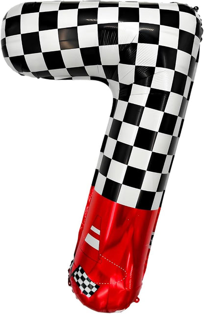 1 pack racing theme 40-inch digital foil balloon, featuring black and white by laackys